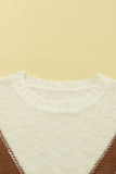 Beige Chevron Casual Drop Shoulder Knit Sweater - Kevous