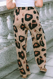 Leopard Drawstring Wide Leg Casual Pants