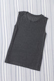 Solid Color Crew Neck Loose Tank Top - Kevous