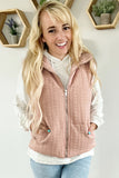 Pale Chestnut Cable Textured Zip Up Vest Jacket