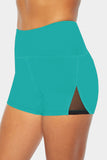 Green Mesh Cutout Patchwork Swim Shorts