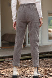 Gray Acid Wash Multi Pocket Drawstring Waist Pants