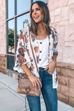 Floral Print Boho Bell Sleeve Open Front Cover Up