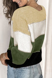 Green Pullover Colorblock Sweater