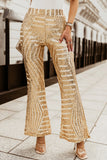 Apricot Sequin Wide Leg Pants