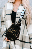 Leopard Geometric Print Strap Western Zip Crossbody Bag