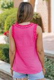 Rose Frilled Trim V Neck Tank Top