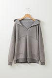 Gray Mineral Wash Exposed Seam Pullover Hoodie