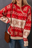 Red Christmas Snowflake Geometric Pattern Sweater