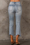 Sky Blue Light Wash Ripped Straight Leg High Waist Jeans