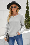 Grey Crisscross Back Casual Knit Sweater - Kevous