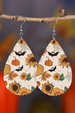 Beige Hollowed Pumpkin Sunflower Bat Print Hook Earrings