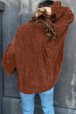 Coffee Textured Corduroy Puff Sleeve Shacket