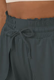 Dark Grey Frilly High Waist Petal Wrap Swim Shorts