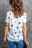 Star Print Short Sleeve Crew Neck T-shirt for Women