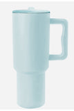 Dark Green Frosted Stainless Handle Large Vacuum Cup with Straw 1200ml
