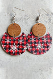 Multicolor Christmas Checker Graphic Wooden Earrings