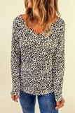 Leopard V Neck Long Sleeve Top