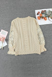 Crochet Lace Cutout Casual Knit Sweater For Women - Kevous