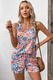 Multicolor Floral Print Tank and Shorts Lounge Set