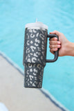 Gray Leopard Print 40OZ Stainless Steel Portable Cup with Handle