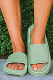 Green Hollow-out Thick Soled Slip On Slippers