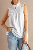 White Frilled Tank Top with Buttons