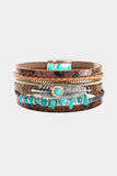 Brown Vintage Turquoise Multi-layer Leather Bracelet