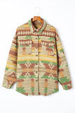 Yellow Western Aztec Print Button Flap Pocket Shacket