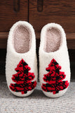 White Fuzzy Tree Pattern Christmas Fashion Home Slippers