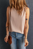 Apricot Crew Neck Waffle Tank Top