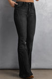 Black High Waist Flare Jeans with Pockets