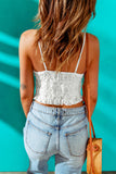 Lace Crochet Smocked Cropped Camisole Top