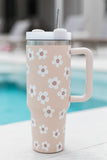 Parchment Floret Print Stainless Tumbler With Lid And Straw 40oz
