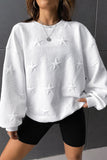 White Star Embossed Textured Drop Shoulder Sweatshirt