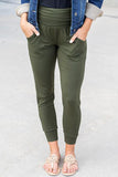 Green High Waist Pleated Pocket Leggings