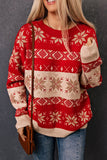 Red Christmas Snowflake Geometric Pattern Sweater