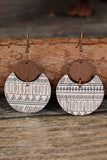Multicolour Geometric Print Drop Wood Earrings
