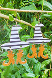 Multicolour Halloween Striped Witch Hat & Boots Earrings