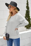 Grey Crisscross Back Casual Knit Sweater - Kevous