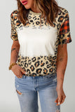 Cheetah Casual Bleached Colorblock T Shirt