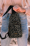 Printed PU Leather Zippered Fanny Pack Sling Bag