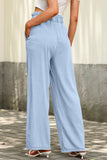 Sky Blue High Waist Pocketed Wide Leg Tencel Jeans