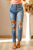 Light Blue Denim Distressed Skinny Jeans