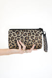 Cheetah Print Zip Closure Mini Wristlet Purse