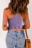 Tillandsia Purple Ribbed Mineral Wash Racerback Cropped Tank Top