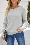 Grey Crisscross Back Casual Knit Sweater - Kevous
