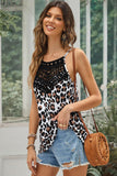 Print Lace Crochet Sleeveless Camisole - Kevous