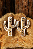 Brown Vintage Cactus-Shaped Wooden Hook Earrings