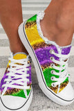 Multicolor Leopard Color Block Lace-up Canvas Shoes
